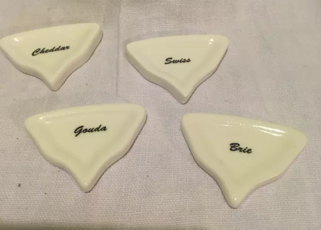 Ceramic Cheese Markers Labels - Gouda Cheddar Brie Swiss - Set of 4#21