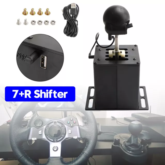 7+R USB Simulator Shifter Gear shifter pour Logitech G29 G25 G920 Volant PC Noir