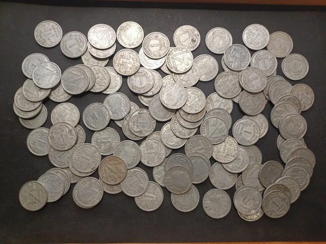 Lot de 100 Pièces De Monnaies Françaises 1 franc ( Voir description )