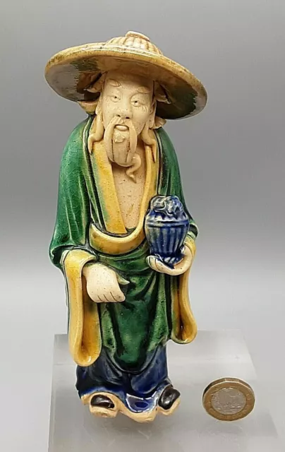 Vintage Chinese Mudman Mud Man Figurine Figure - Man with Urn or Vase