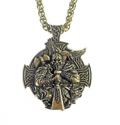 Vikings Style Crow Men's Cross Pendent w Chain Amulet Protective Talisman N73