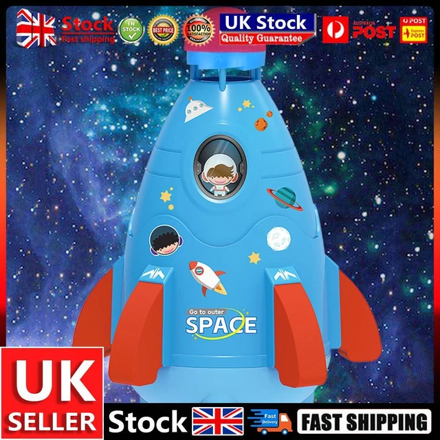 Space Rocket Sprinklers Rotating Water Powered Launcher Summer Fun Toys (Blue) U