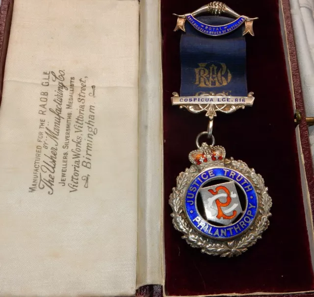 Antique Sterling Silver Raob Jewel Cospicua Lodge 816 Masonic Buffs Medal