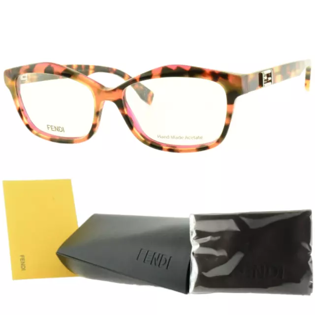 NEW!! FENDI FF 0094 D4Y Havana/Pink Rectangle Full Rim Womens Optical Frames