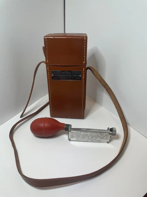 Vintage Leather Case W/Coal Mining Instrument, Co Detector; Mfg. By Msa Co.