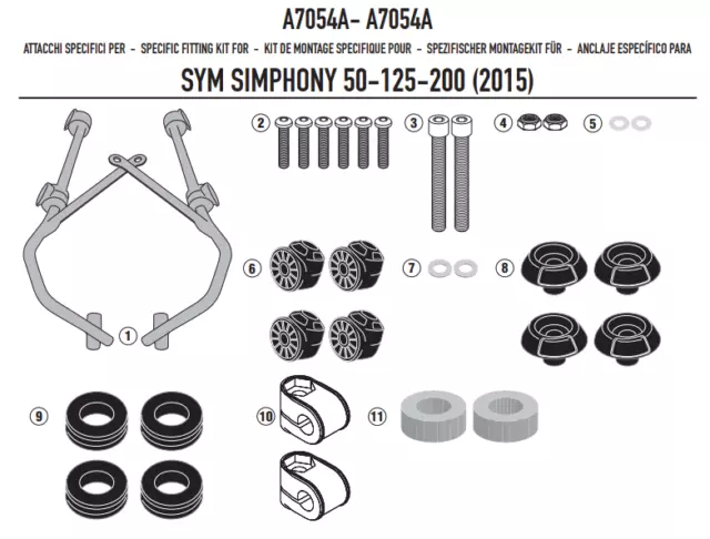 GIVI Kit Attacchi Parabrezza per SYM Symphony ST 50-125-200 2015 - 2020