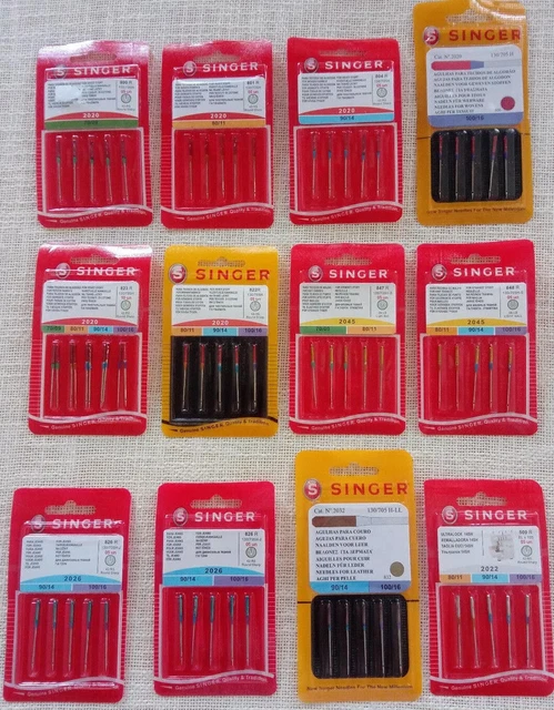 Kit 10 Aghi Macchina Cucire Singer 90/14 - Sistema 130/705H Per Cotone E Tessuti Leggeri