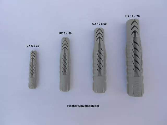 Fischer Dübel 6 mm  8 mm  10 mm  12 mm  UX 6x35, UX 8x50, UX 10x60, UX 12x70,