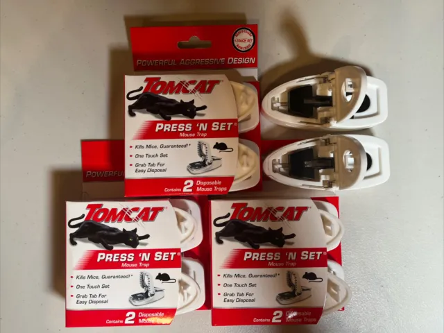 TOMCAT Press 'N Set Mice Trap - (3) 2Pack, Plus 2 Open Box Traps