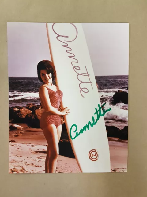 Annette Autograph Photo 8x10 Movie Actor Film Signed Surf board star