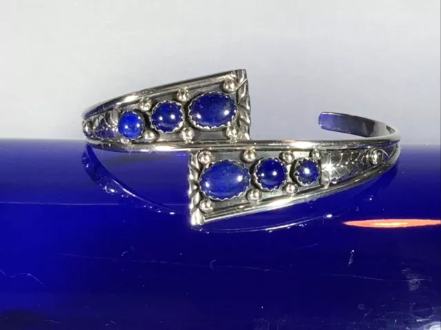 Beautiful Carolyn Pollack Sterling  Silver 925 Blue LAPIS LAZULI cuff bracelet