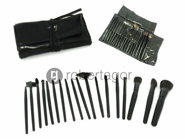 Set 18 Pennelli Trucco Cosmetica Make Up Ombretto Fard Con Custodia Borsa Sc0 2