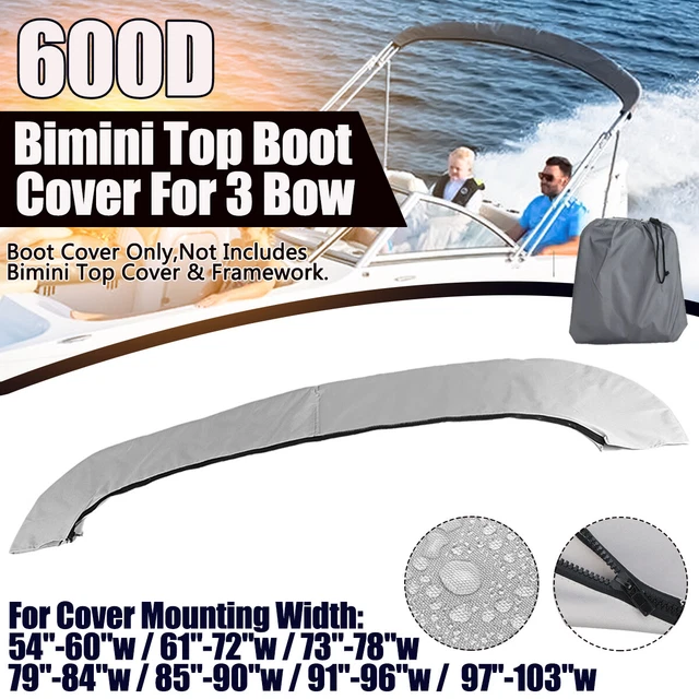 Large Bimini Top Boot Cover Storage Bag Sock Boat Shade No Frame 3 BOW 600D Gray