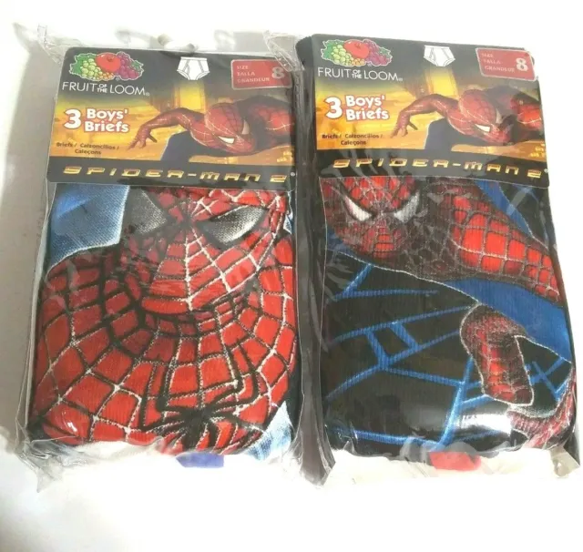 FRUIT OF THE Loom Spiderman Boy Briefs Size 8 NIP Underwear Lot of 2 $11.98  - PicClick