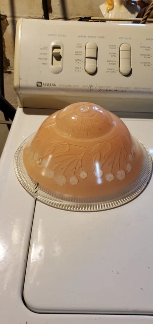 Antique Victorian Pink Glass Ceiling Lamp Shade. Deco Style. Excellent.