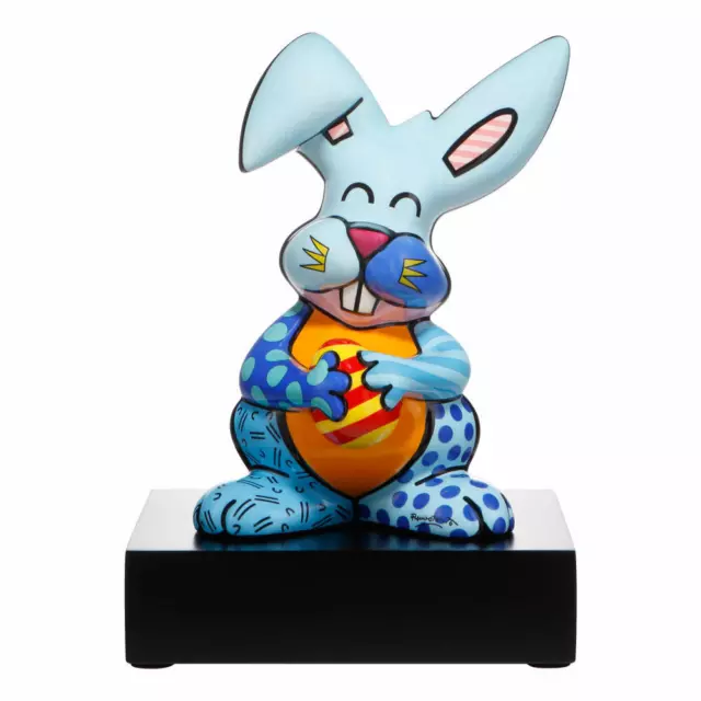 Goebel Figur Romero Britto - Blue Rabbit, Dekofigur Hase Pop Art Porzellan 32 cm