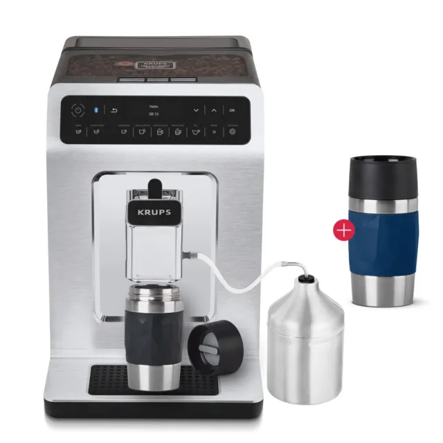 Krups Kaffeevollautomat EvidencePlus OneTouch EA894T + Emsa Mug Compact Darkblue