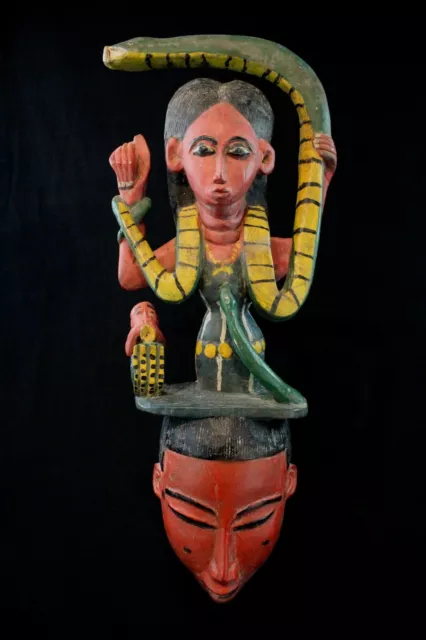 Art Afrique Africain - Masque Baoulé Baule Akan Mami Wata Divinité Vaudou 54 Cms