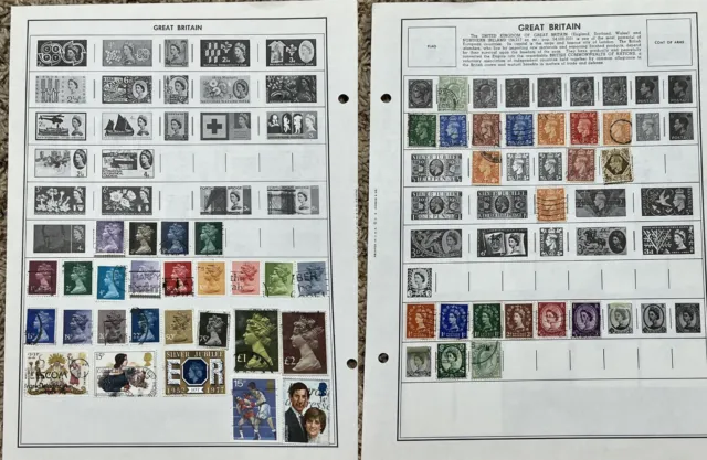 Britain Uk Stamp Lot On Album Page High Denoms Kgv Kgvi Queen Elizabeth Ii