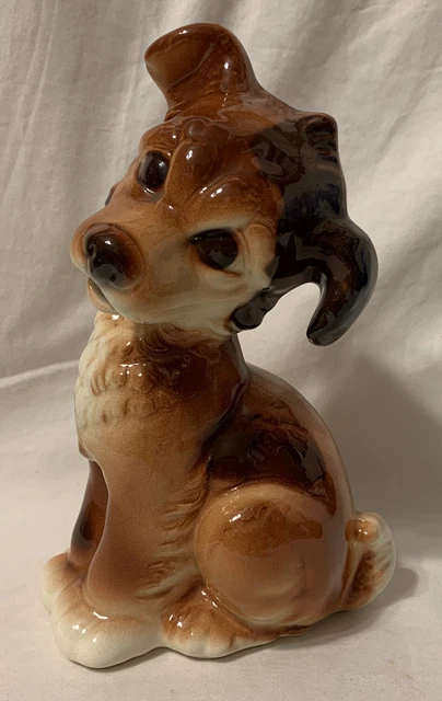 Cute Vintage Royal Copley Pottery 8” Floppy Eared Sitting Dog Puppy Figurine