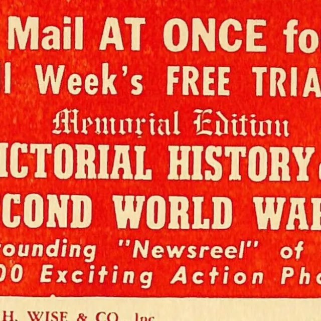 c1940's H. Wise & Co's "Pictorial History WW2"  Postal Reply Postcard Offer Card