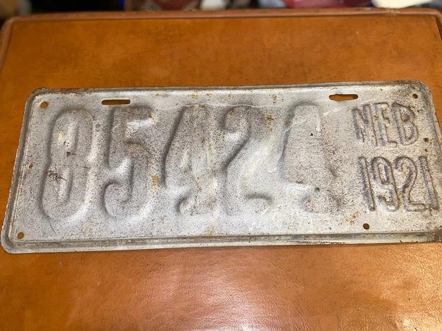 Vintage 1921 Nebraska License Plate