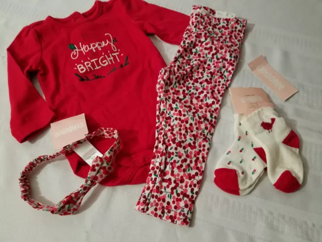 Gymboree Cozy Cabin Headband 6-12 month Bodysuit Socks 12-18 Pants Outfit NWT