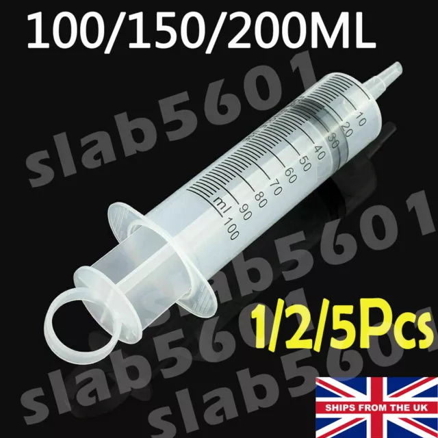 5Pcs 100-200ML Reusable Big Large Plastic Hydroponics Nutrient Measuring Syringe
