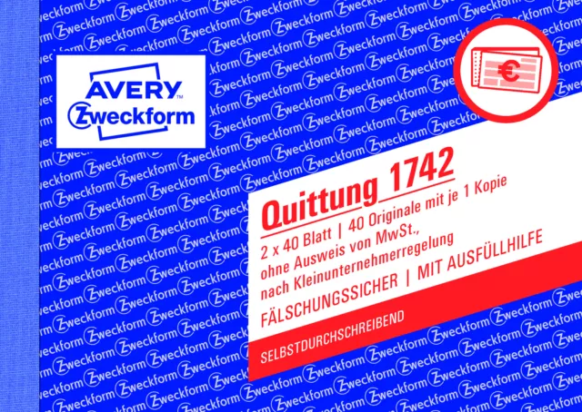 3x Zweckform Quittungsblock 1742 A6 Quittung 2x 40 Blatt für Kleinunternehmer