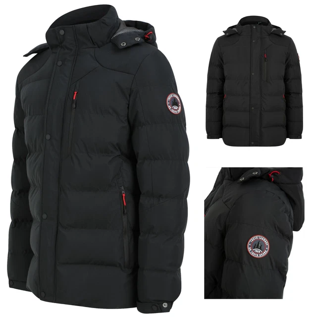 Men's Tokyo Laundry Black Quilted Puffer Jacket Hooded Bubble Coat Padded New