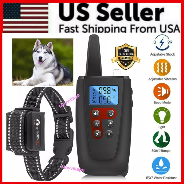 3280 FT Dog Shock Training Collar Remote Rechargeable Waterproof LCD Pet Trainer