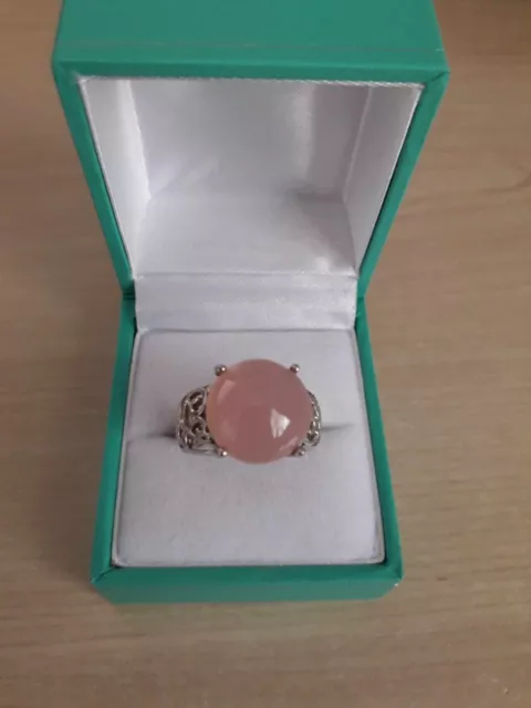 Pink Solitaire Ring Sterling Silver Ring