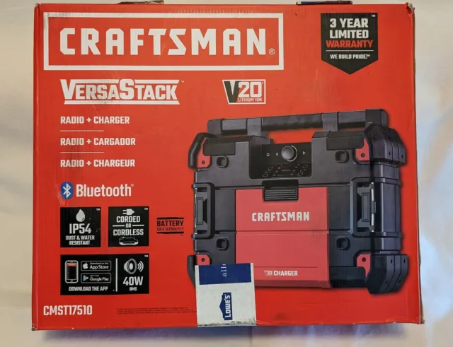 NEW Craftsman Versa Stack Radio and Charger V20 Bluetooth - CMST17510