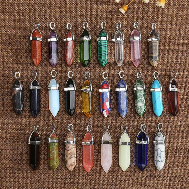 Hexagonal Natural Quartz Crystal Chakra Healing Point Pendant Jewelry Necklace