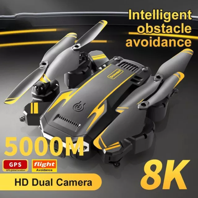 8K HD Drone Dual Camera WIFI FPV GPS Foldable Selfie RC Quadcopter+3 Batteries