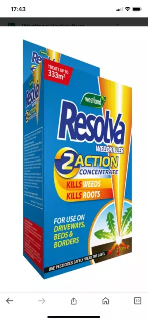 Resolva Weedkiller 2 Action Concentrate Garden Weed killer 250ml Kills The Roots