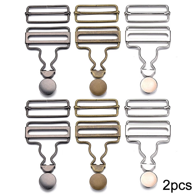 Trimming Shop Set Fibbie Per Bretelle E Salopette 40mm Oro, 2 Clip Rettangolari + 2 Fibbie, Per Abbigliamento E Grembiuli