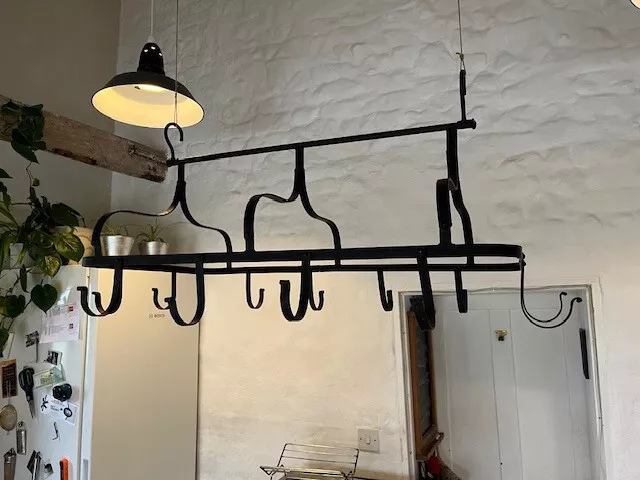 Hanging Wrought Iron 12 Hook Kitchen Rack