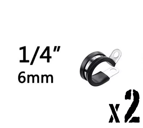2x Collier de serrage inox caoutchouc - Clip fixation durite tuyau câblage 6mm
