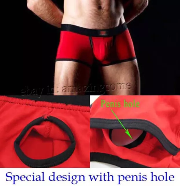 MEN COTTON BOXER Brief Bottoms Underwear Penis Hole Pouch Everyday Boxers  Shorts $8.92 - PicClick