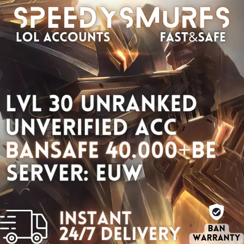 BANSAFE! Lol Smurf League of Legends Account PREMIUM 40k+ Level 30 EUW Fresh Acc