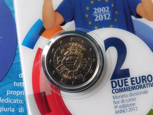 Moneda conme. SAN MARINO. CARTERA. 2 €. 2012. X ANIVERSARIO DEL EURO.