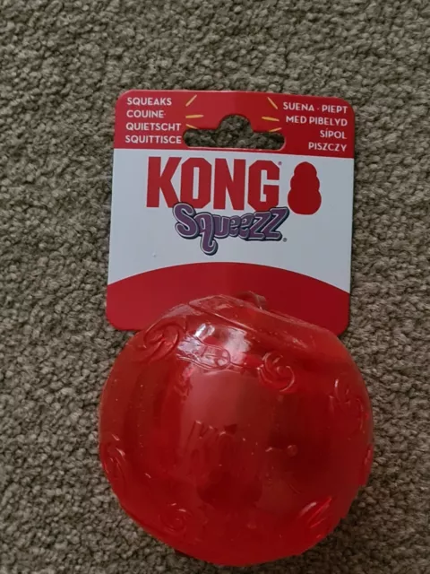 KONG Squeezz Ball - Strong Squeaky Dog Toy, Bounces & Squeak When Punctured