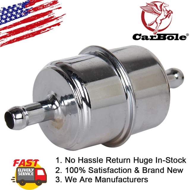 9746 FUEL FILTER Chrome Canister For 3/8" Hose Carburetor Inline Gas