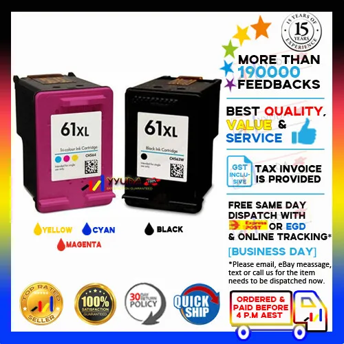 2x NoN-OEM Ink 61 XL Black and Colour for HP Deskjet 1050/2050/3050/2510/2540