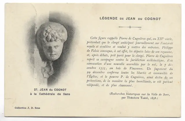 CPA " à la Cathédrale de SENS - Légende de Jean du Cognot