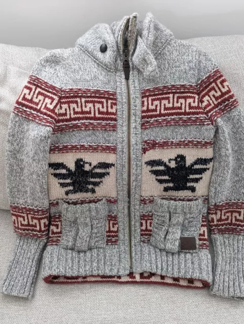 Superdry Chunky Knit Cardigan Aztec Nordic Size Large