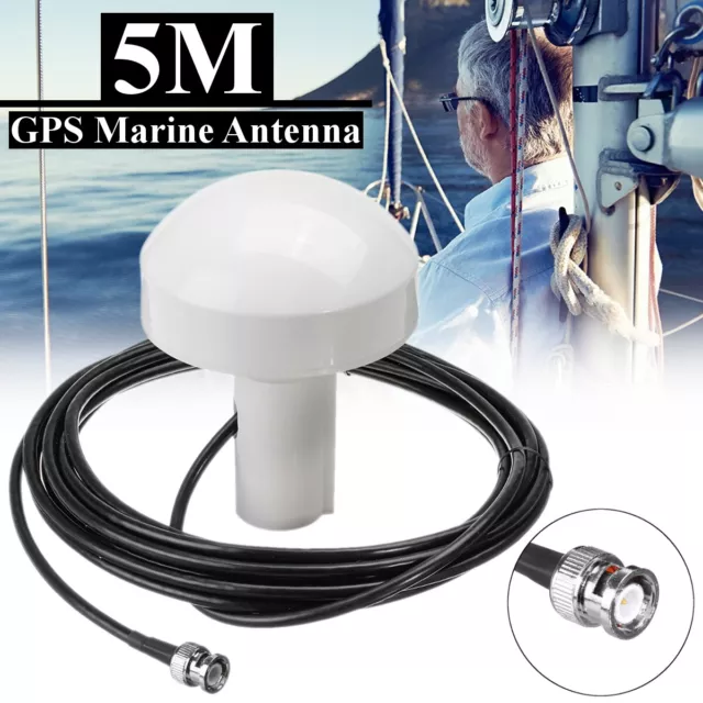 Boat GPS Active Marine Navigation Antenna 5 Meters w/ BNC Male Plug Connector