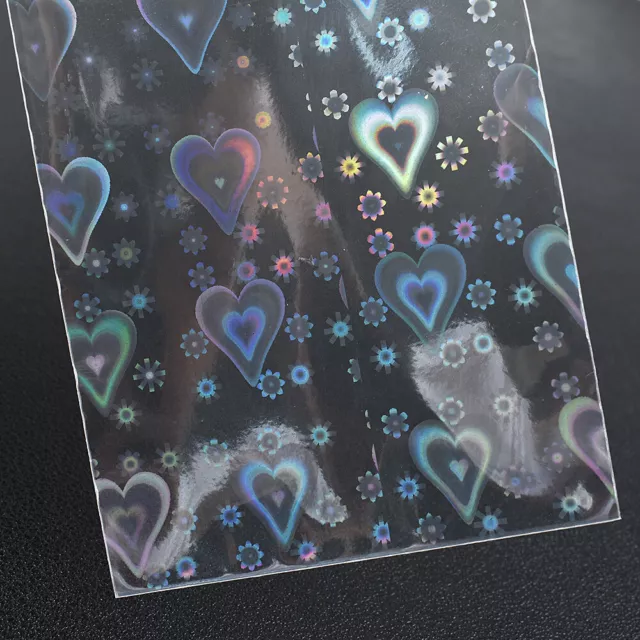 50× Heart Holographic Idol Photo Card Sleeves Makeup Bag Sheets Postcard Holder