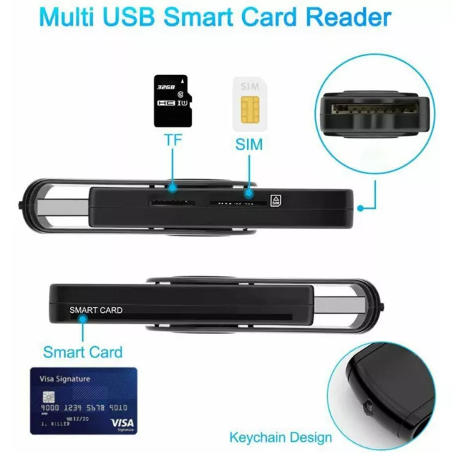 USB Card Reader SIM Card Reader ID Card Reader  Smart Card Reader Multi-function 2